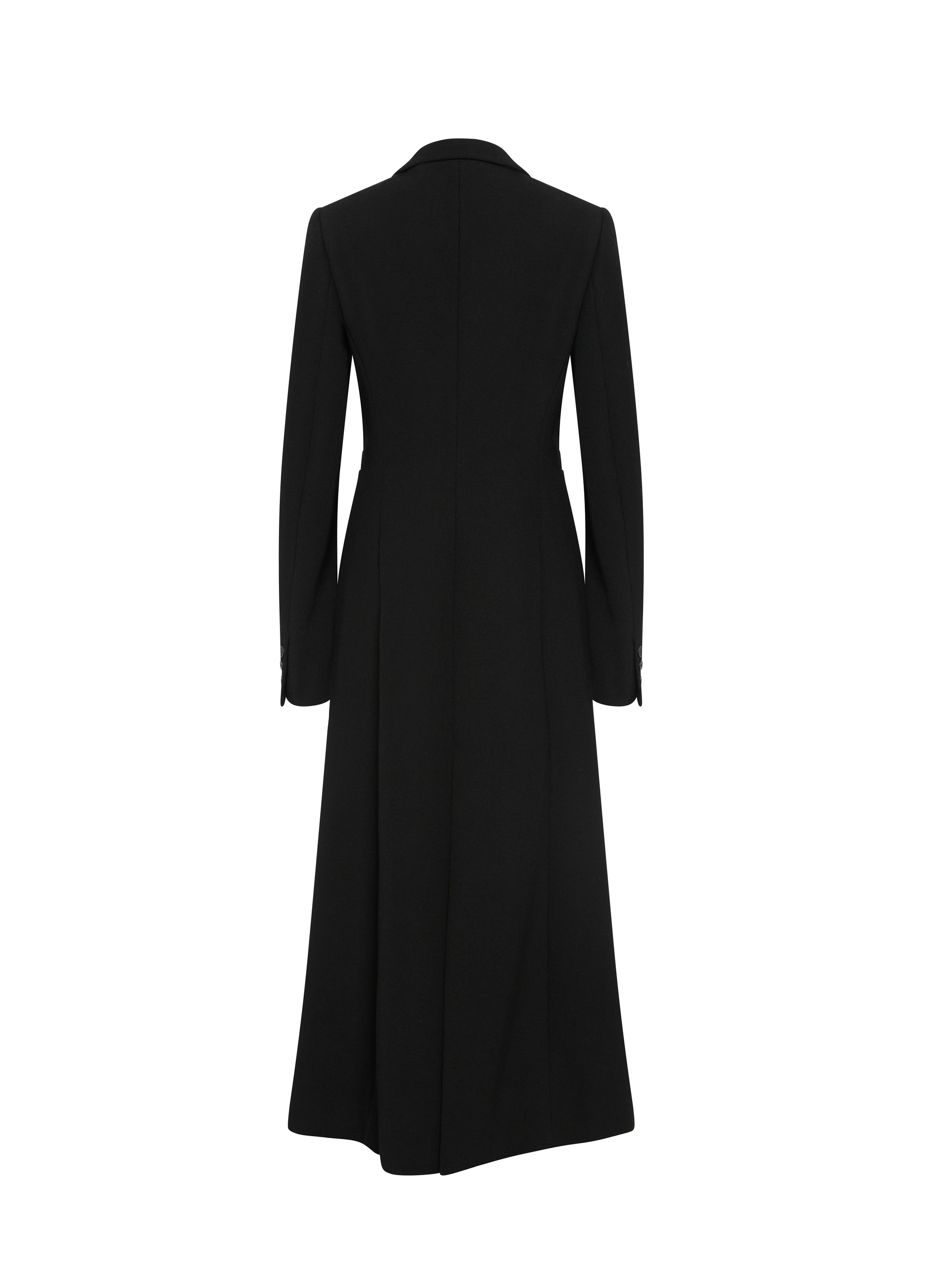 Long structured wool coat - Black intense