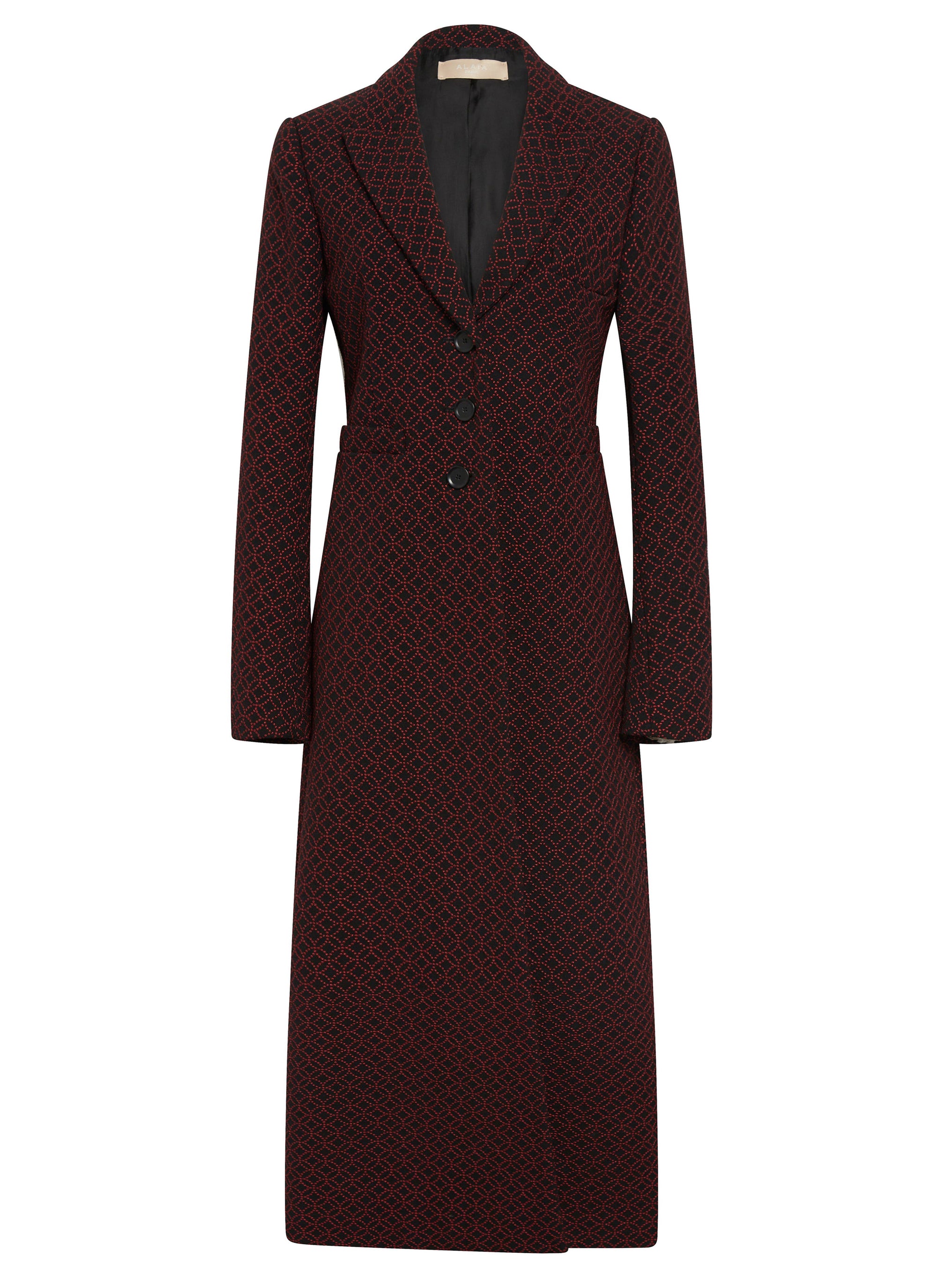 Manteau long structuré en laine - Noir & Acajou