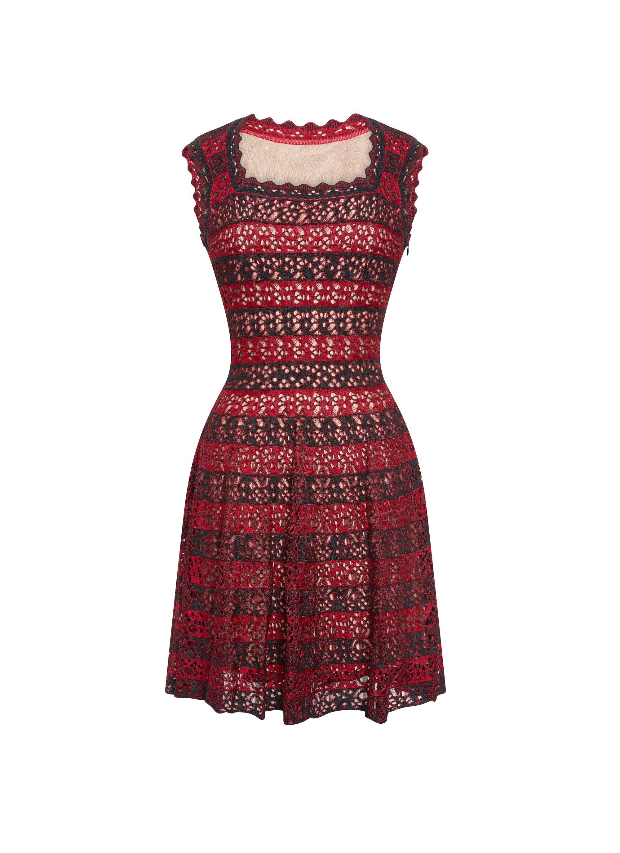 Taranto sleeveless knitted dress - Black & Red