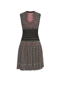 Sleeveless wool Natte dress - Black & White