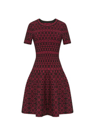 Robe à manches courtes Alhambra en maille - Noir & Rose