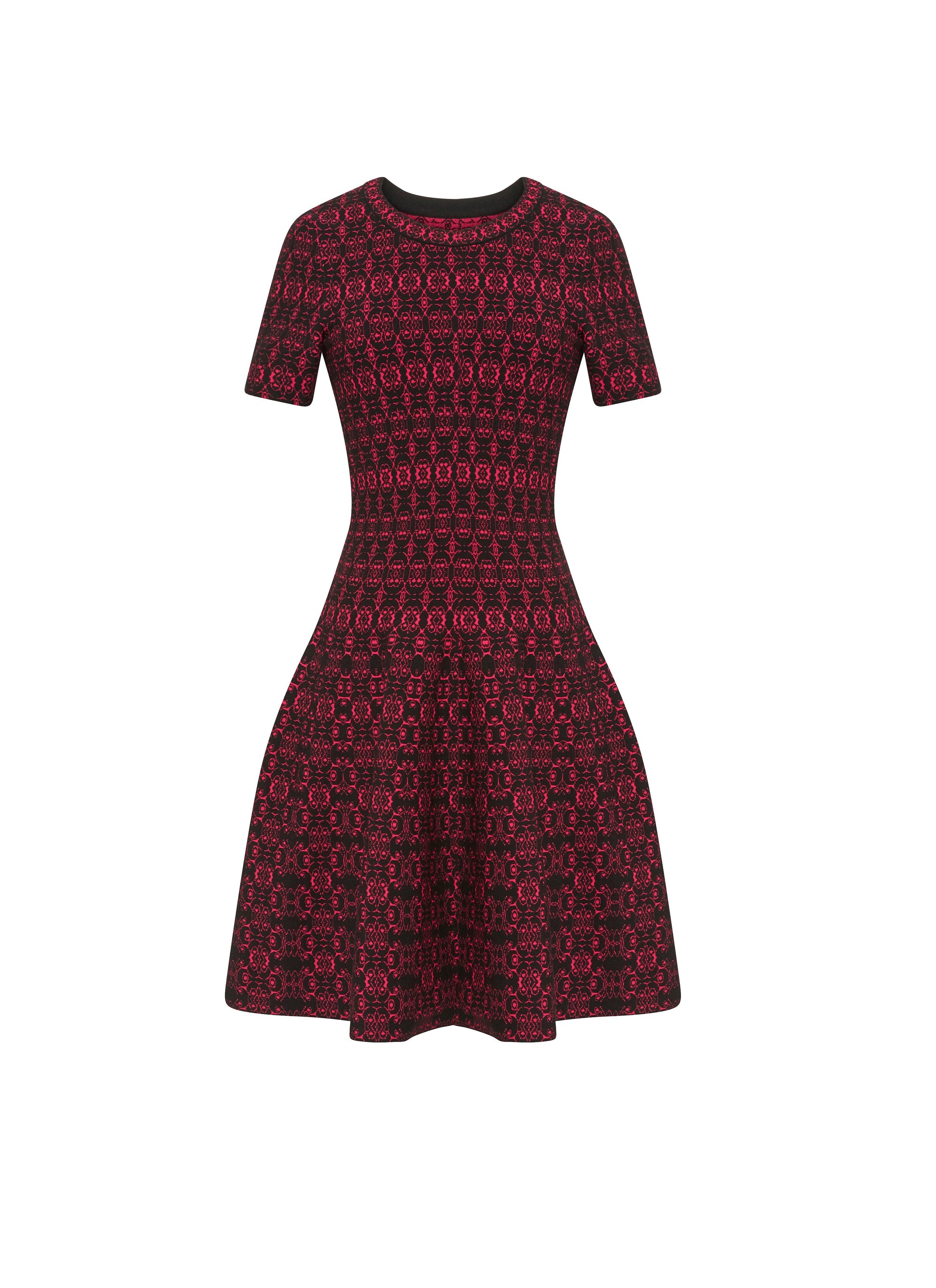 Alhambra knitted short-sleeved dress - Black & Pink