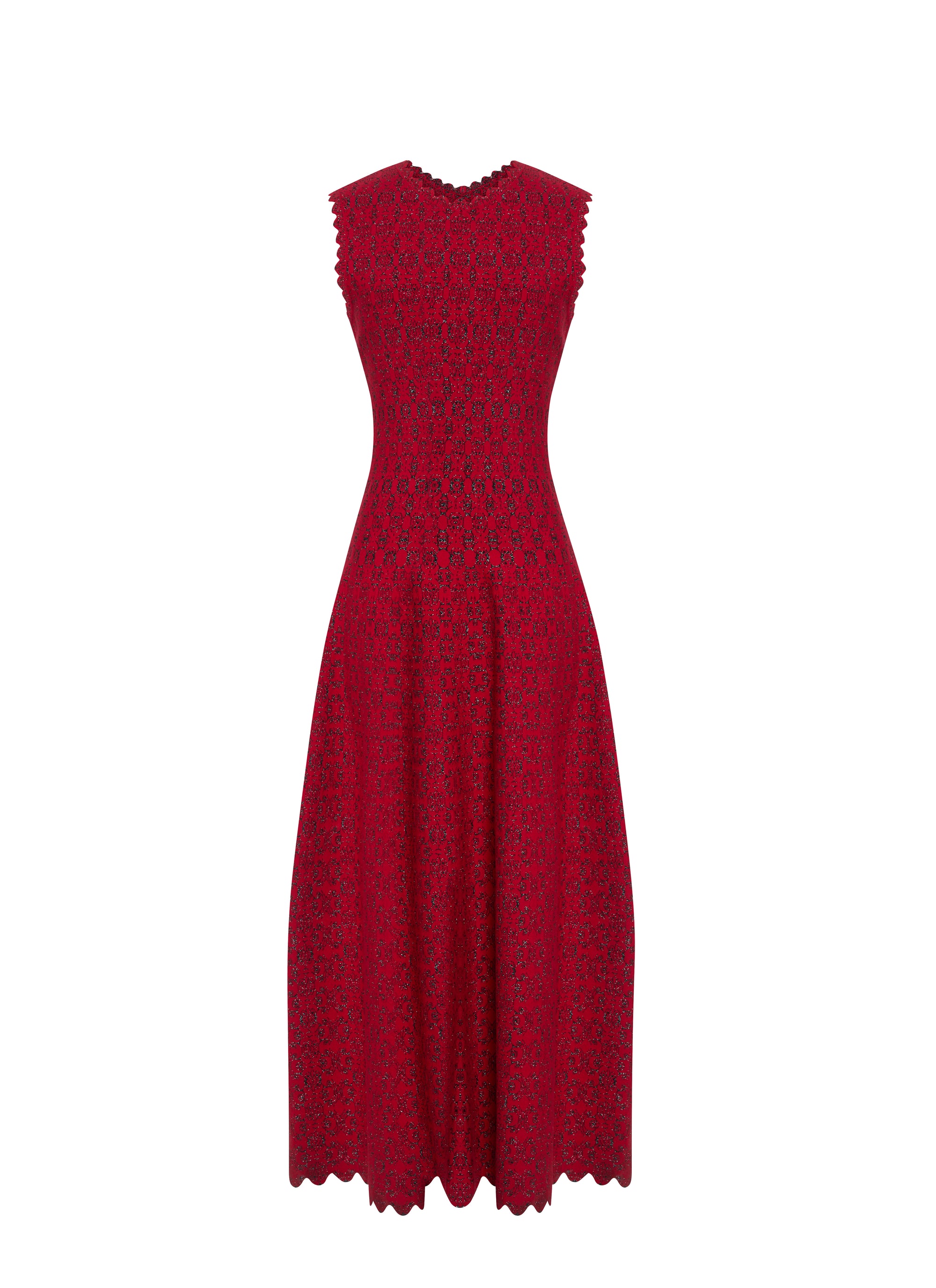 V-neck sleeveless dress - Red & Black