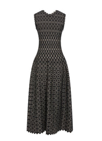 V-neck sleeveless dress - Black & Gold