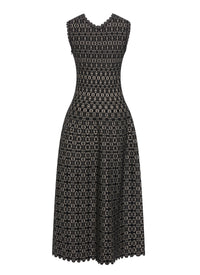V-neck sleeveless dress - Black & Gold