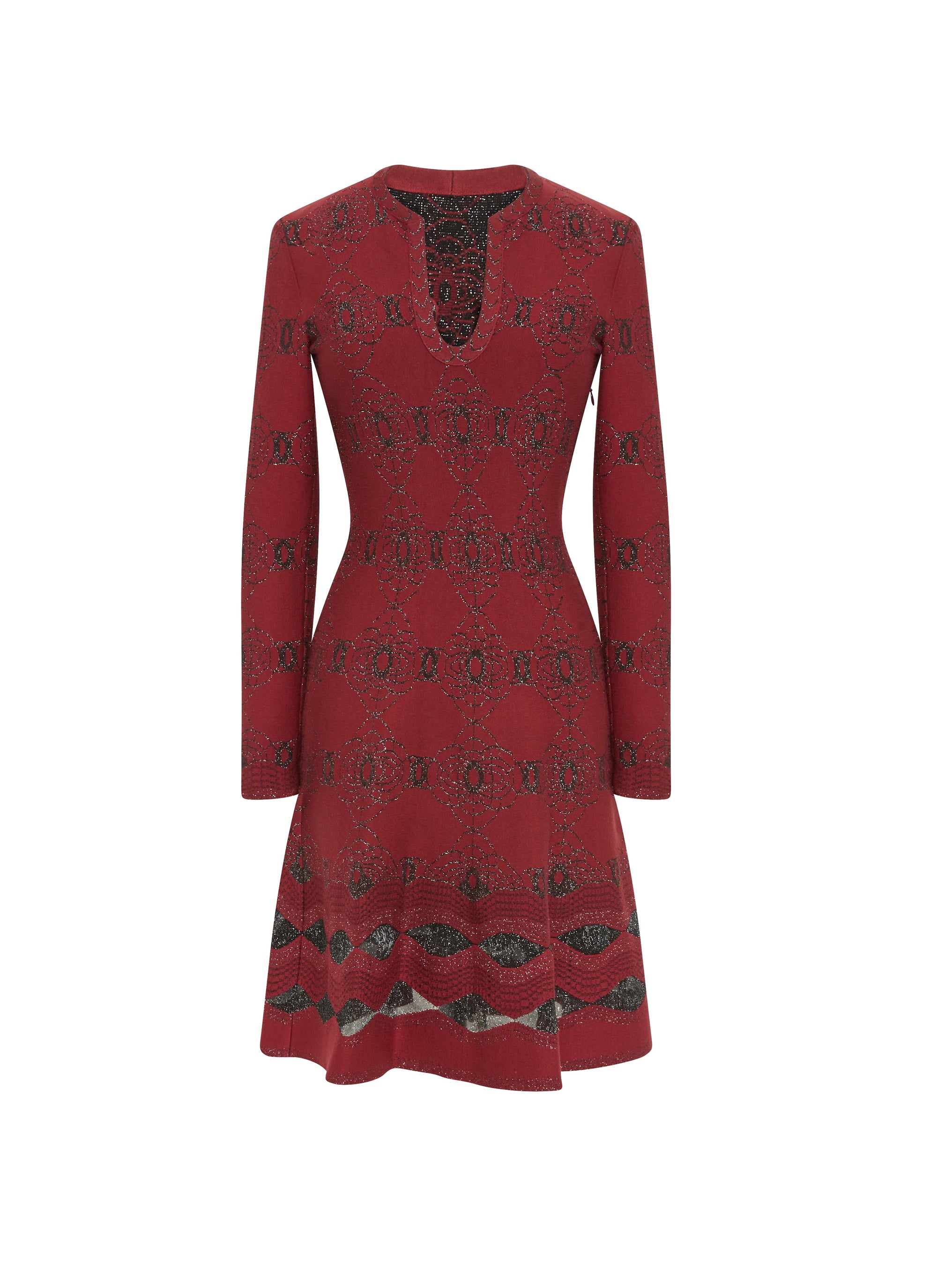 Robe à manches longues Babylone en laine - Acajou