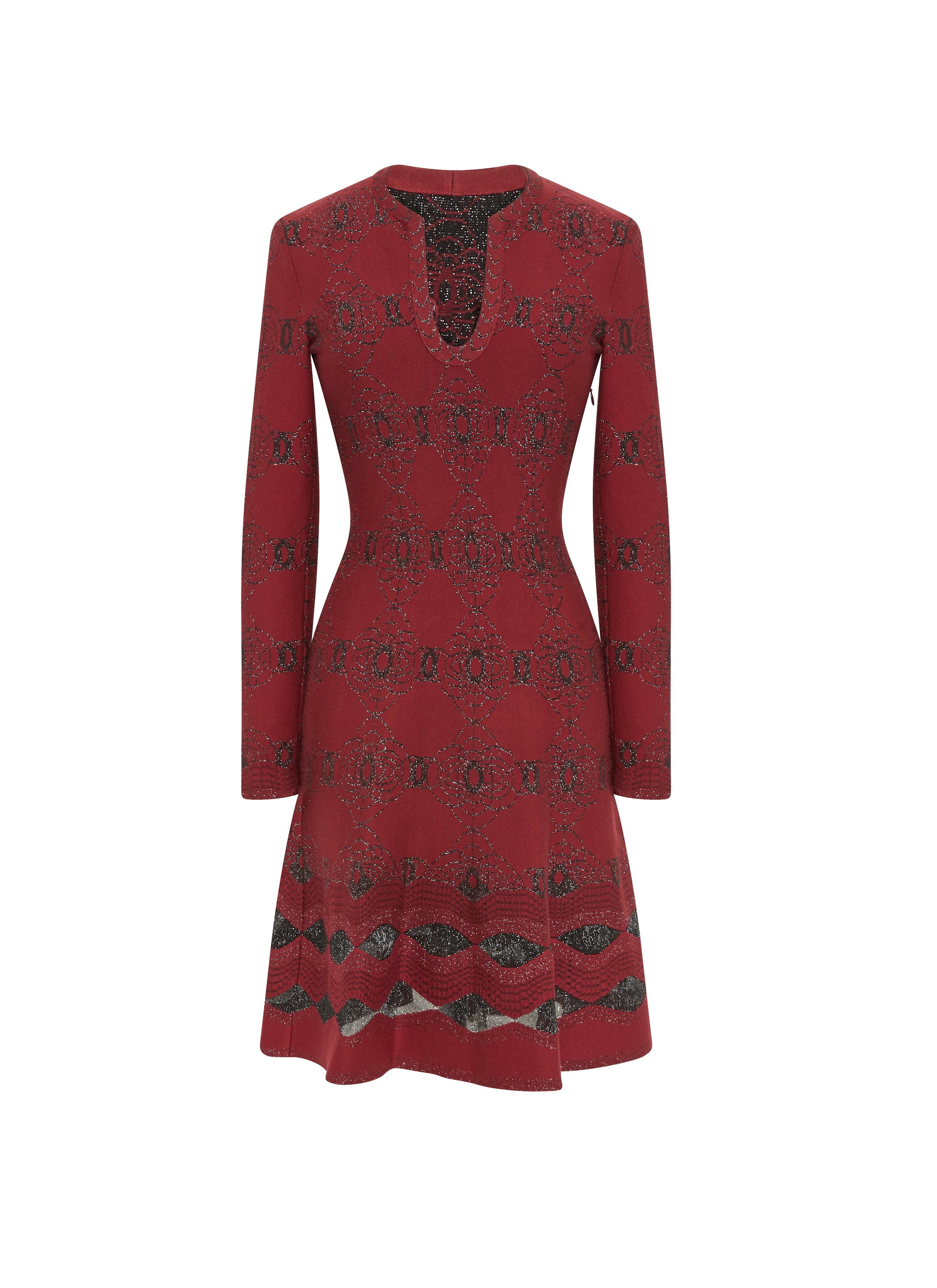 Robe à manches longues Babylone en laine - Acajou