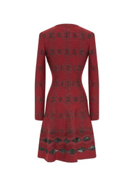 Robe à manches longues Babylone en laine - Acajou