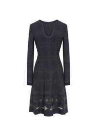 Robe à manches longues Babylone en laine - Nuit