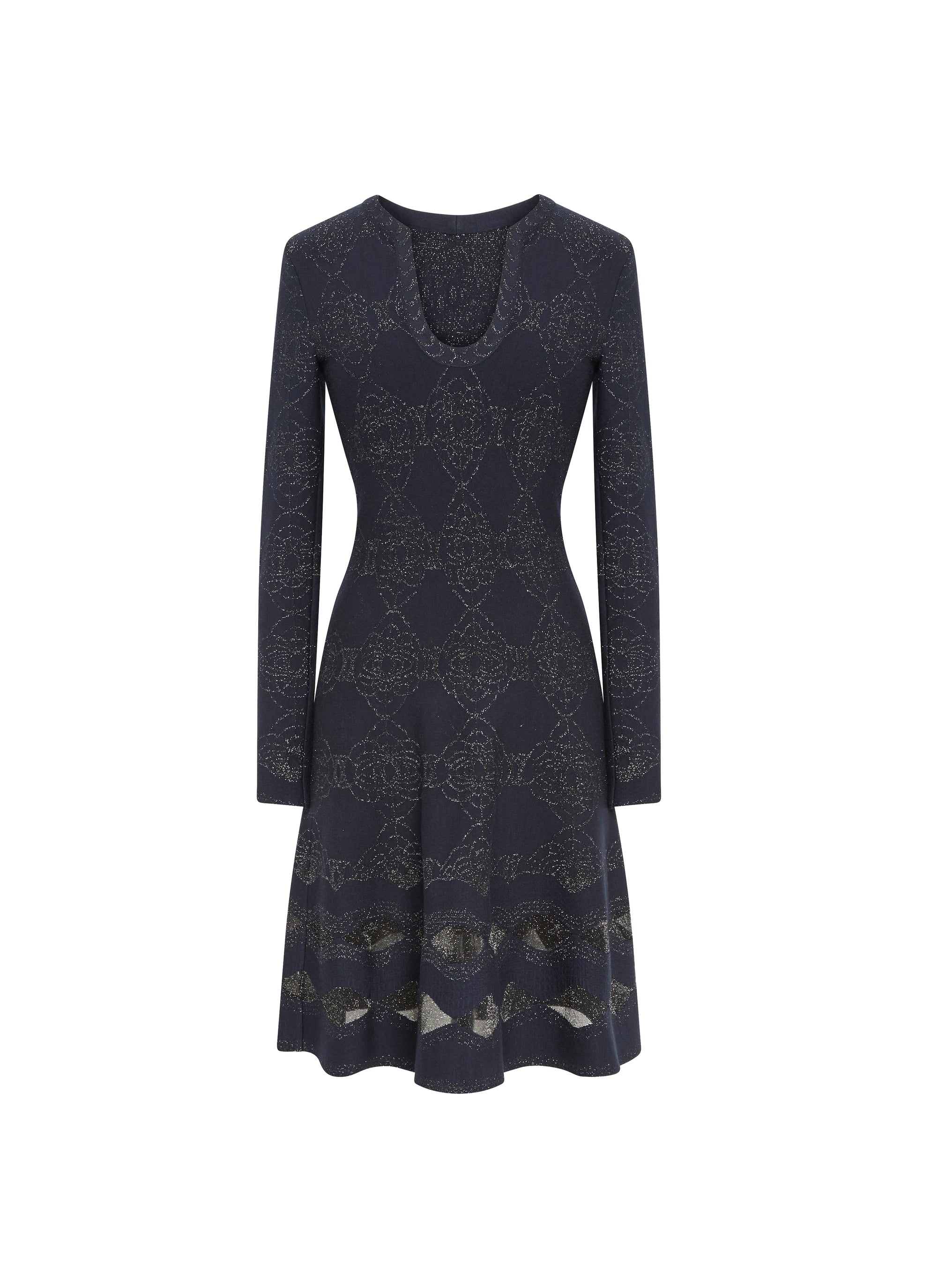 Babylon long-sleeved wool dress - Night