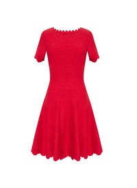 Robe à manches courtes Eden en laine - Rouge