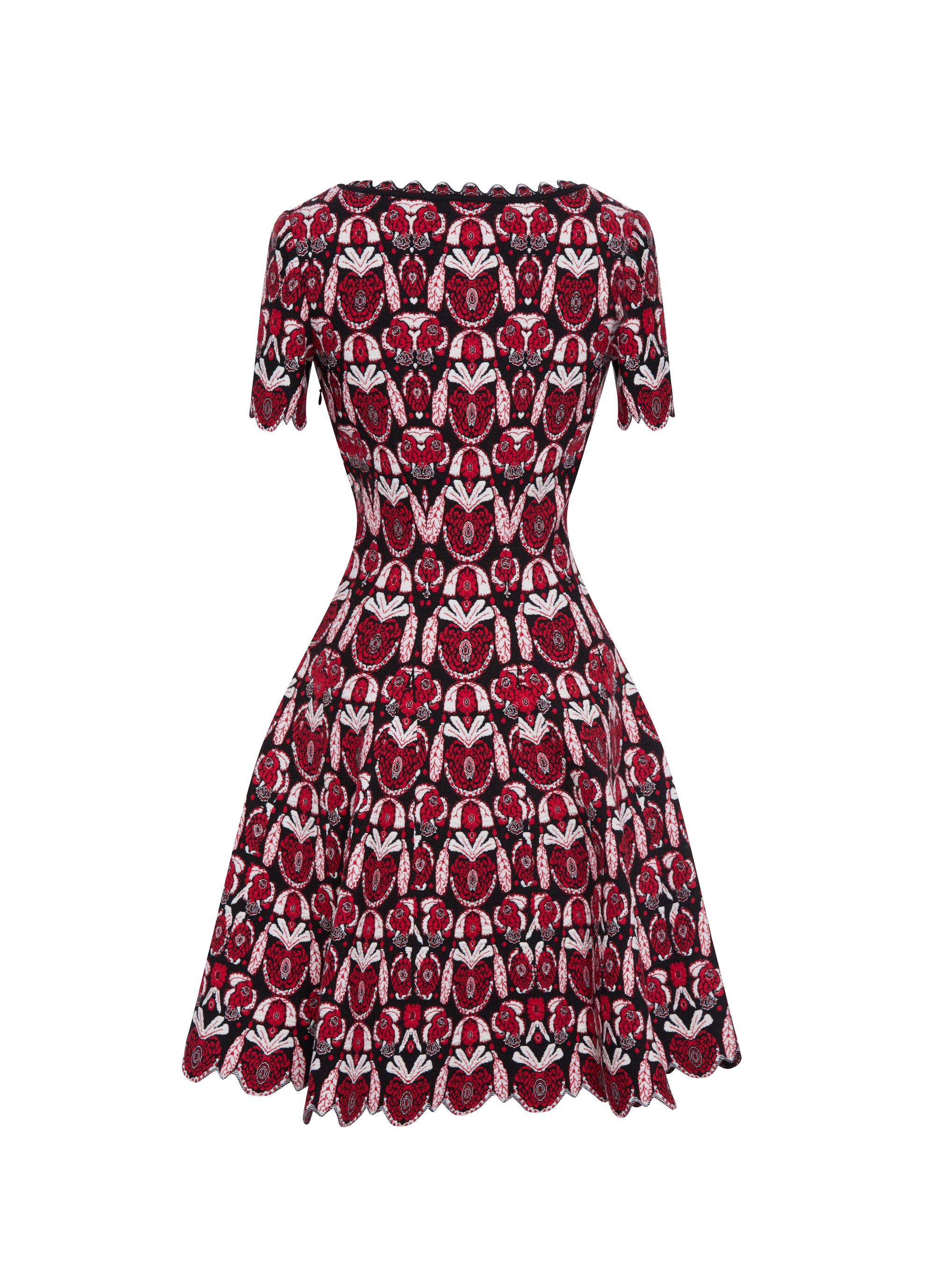 Eden short-sleeved dress in wool - Red & Black