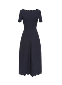 Robe à manches courtes Eden en laine - Nuit