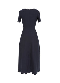 Robe à manches courtes Eden en laine - Nuit