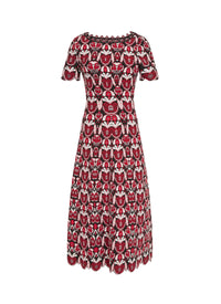 Robe à manches courtes Eden en laine - Noir & Rouge