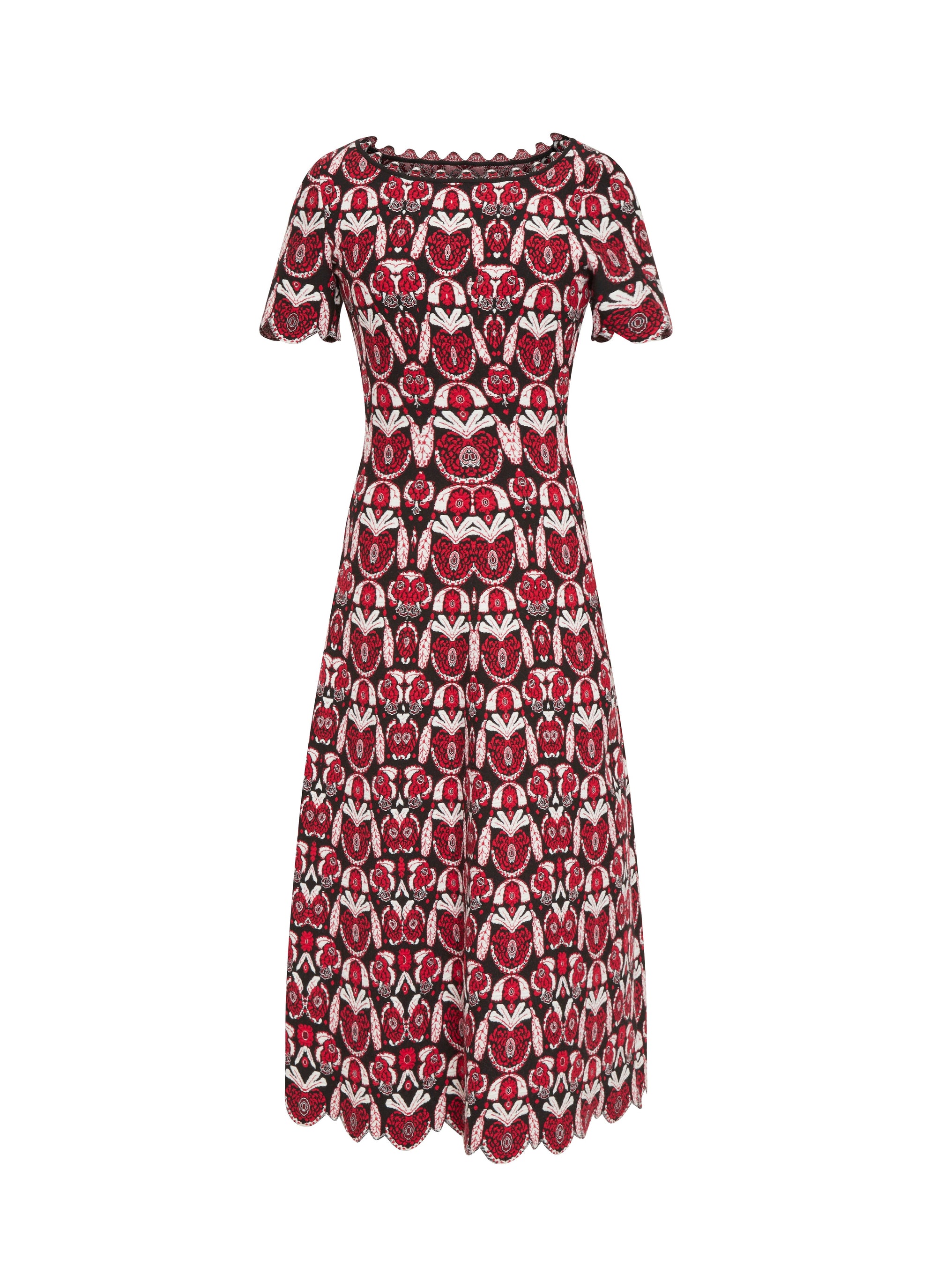 Robe à manches courtes Eden en laine - Noir & Rouge