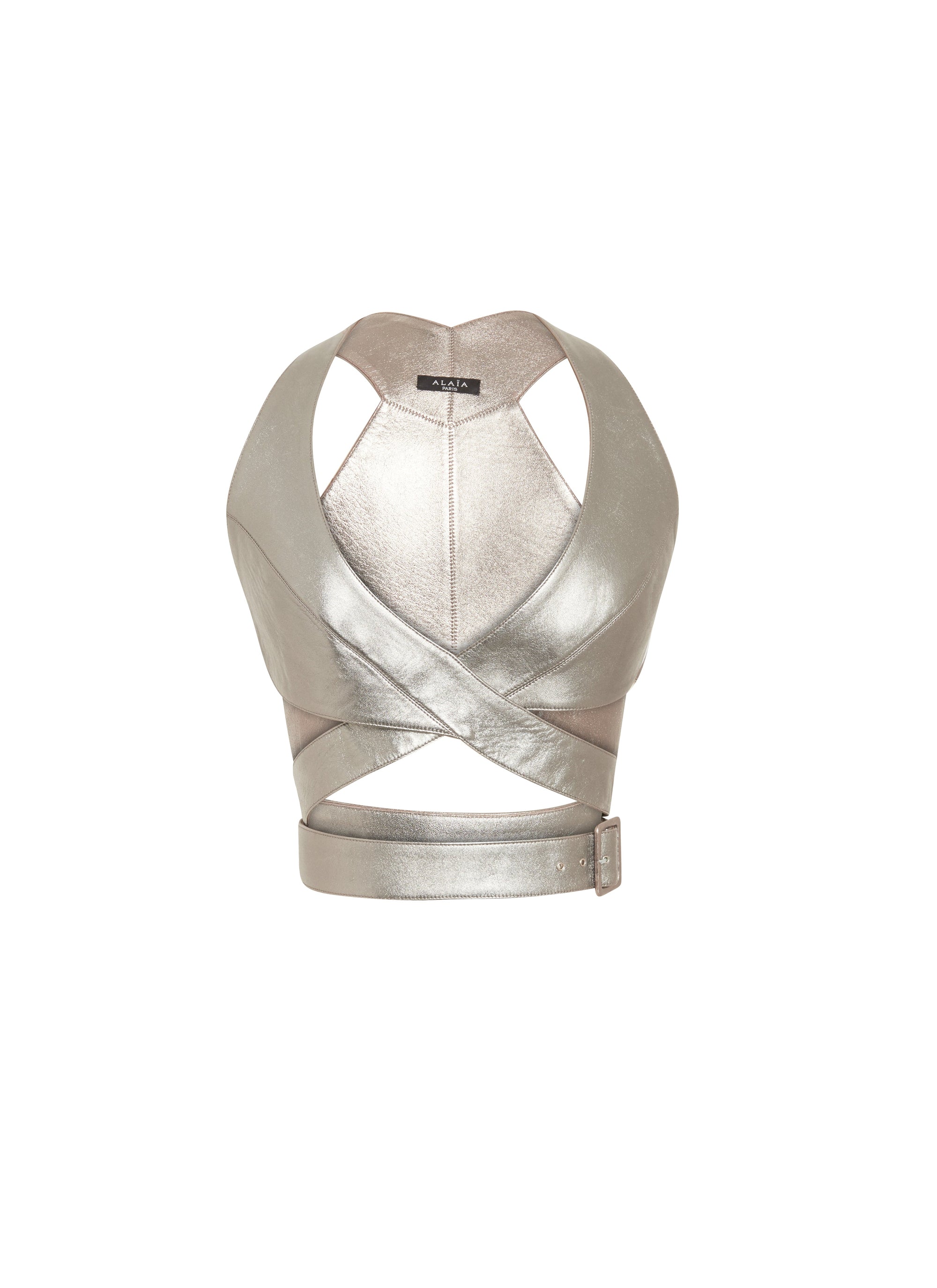 Bustier en cuir - Argent