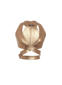 Belted leather crop top - Gold