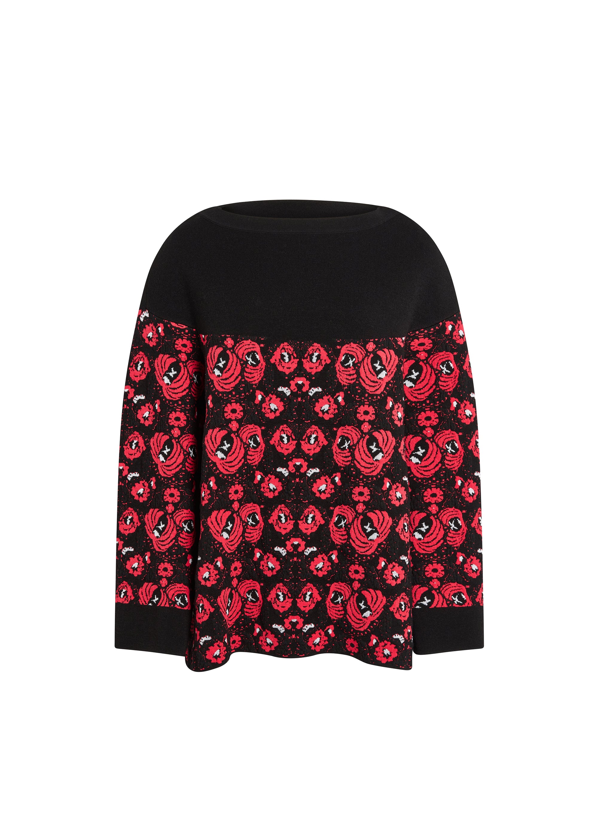 Wool Long Sleeve Sweater - Black & Red