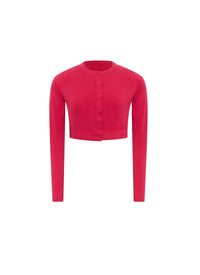 Wool Supreme long-sleeved cardigan - Magenta