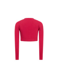 Wool Supreme long-sleeved cardigan - Magenta