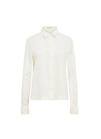 Chemise brodée en laine - Blanc Nacre