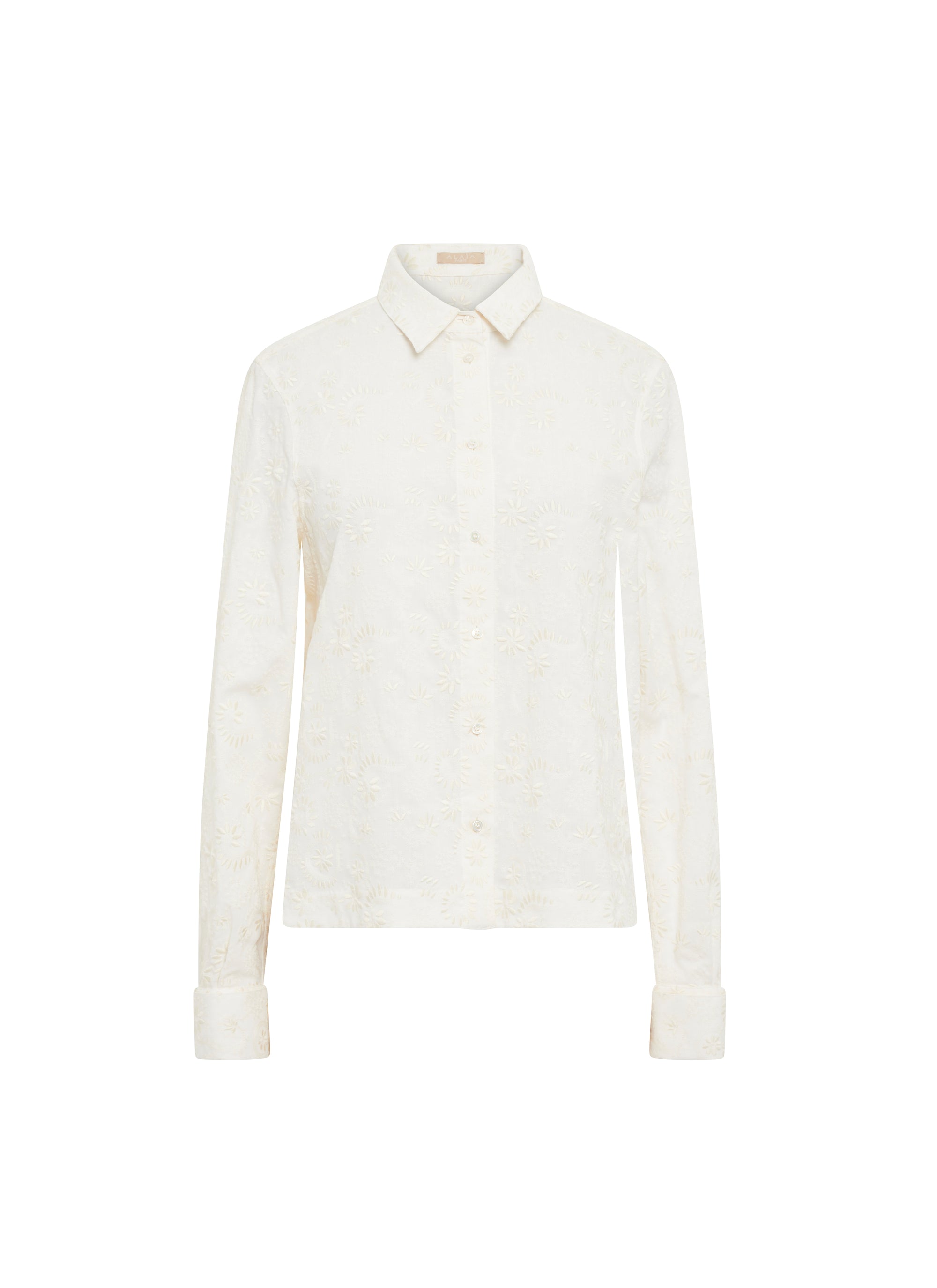 Chemise brodée en laine - Blanc Nacre