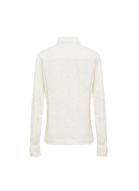 Chemise brodée en laine - Blanc Nacre