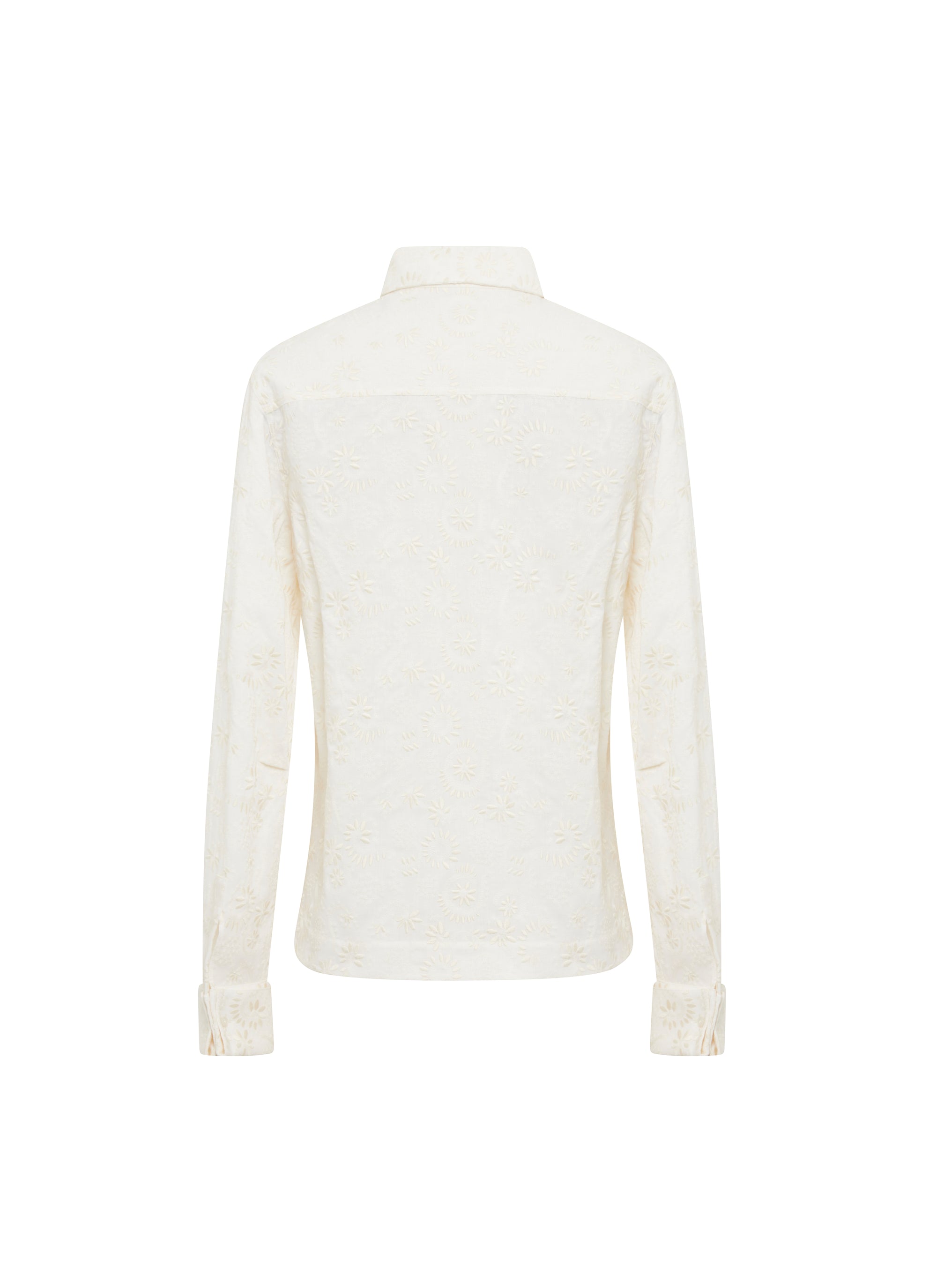 Chemise brodée en laine - Blanc Nacre