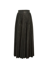 Long leather skirt with studded details - Black intense