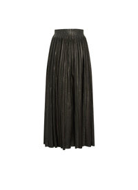 Long leather skirt with studded details - Black intense