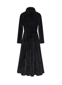 Manteau croisé à double boutonnage en cuir - Noir
