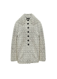 Manteau boutonné en cuir - Blanc & Noir
