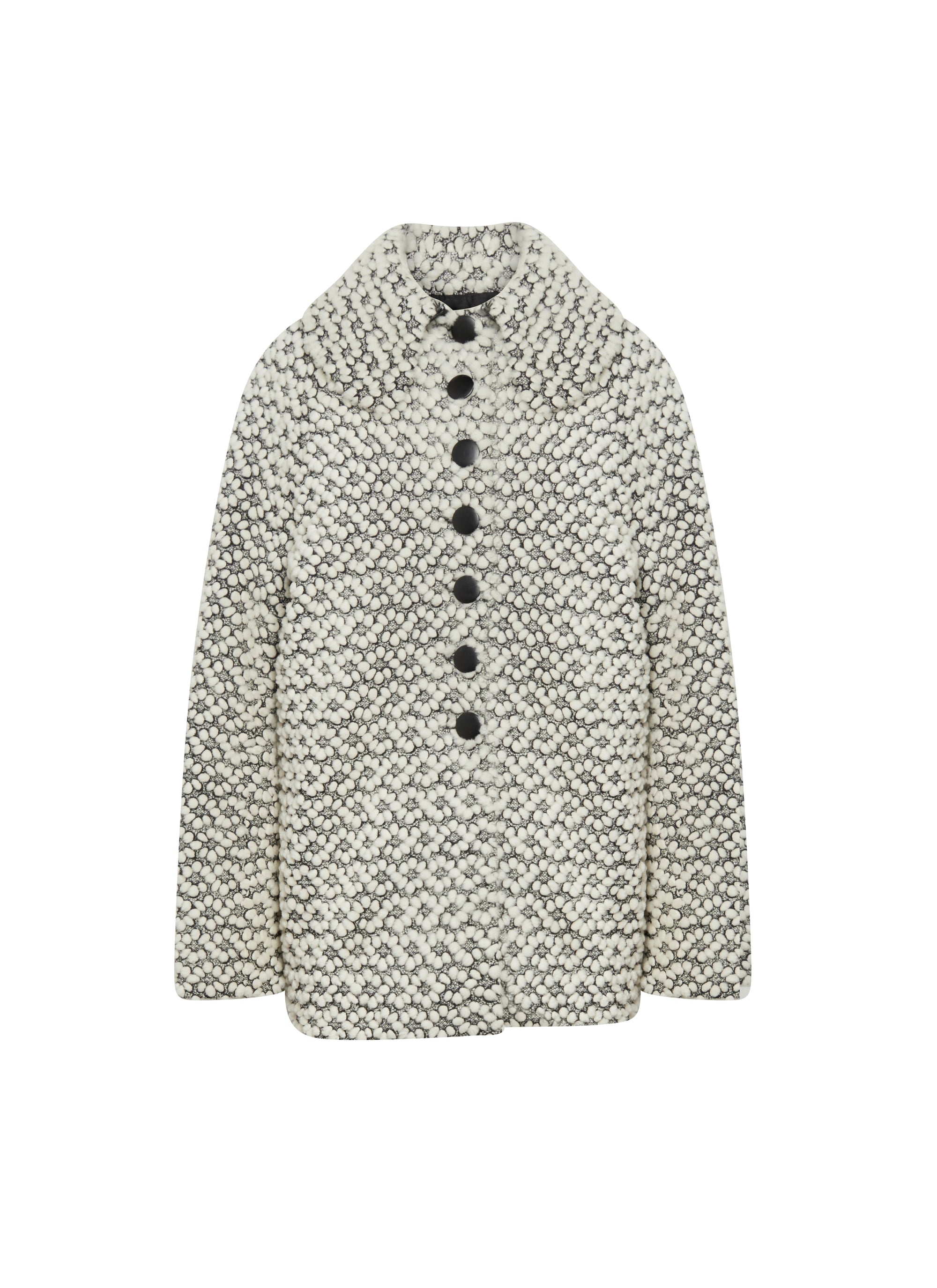 Manteau boutonné en cuir - Blanc & Noir