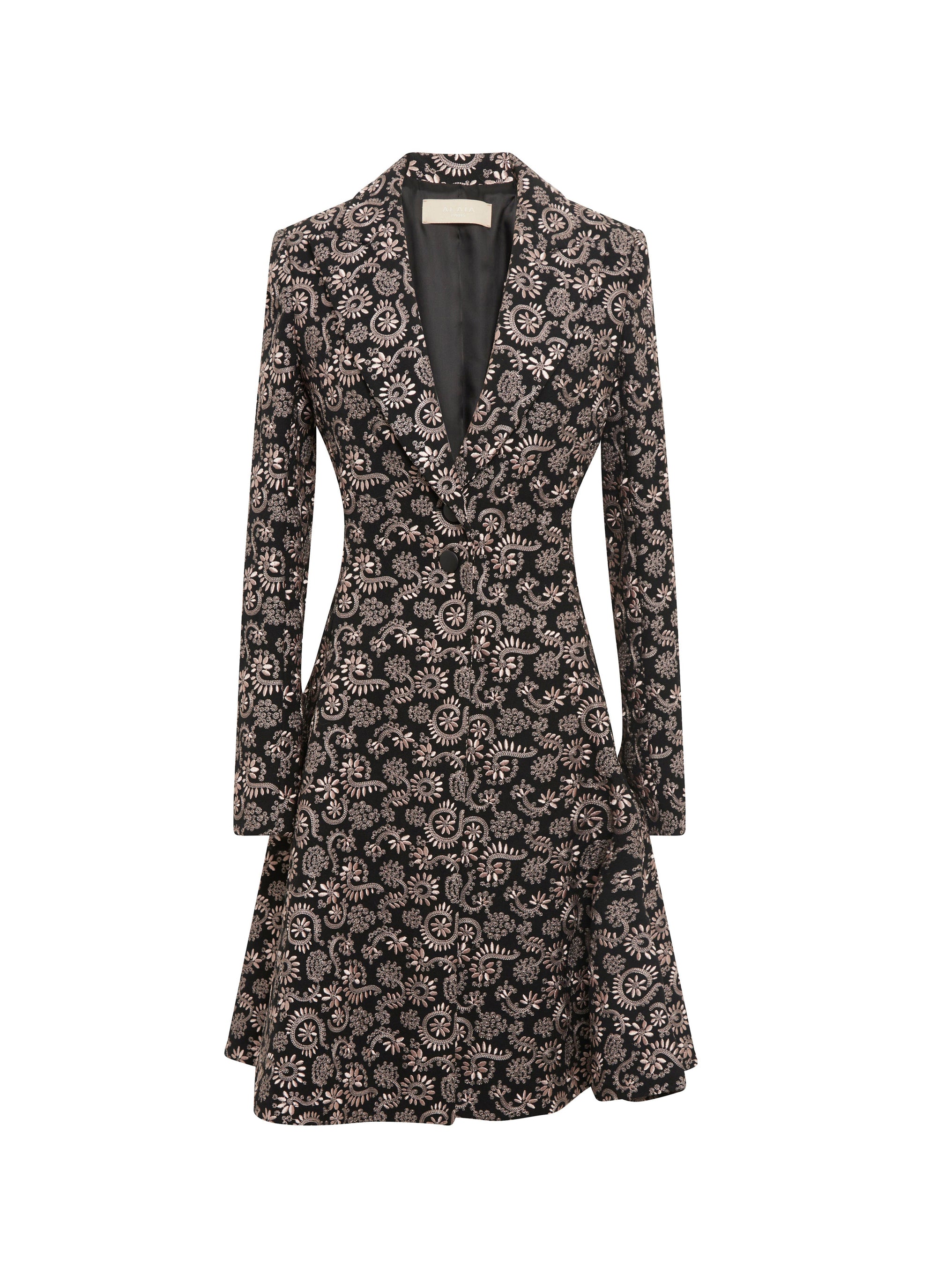 Fitted and flared short coat in wool - Black & Flesh
