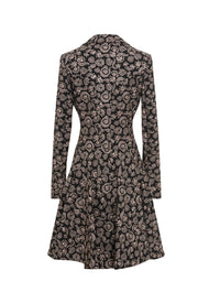 Fitted and flared short coat in wool - Black & Flesh
