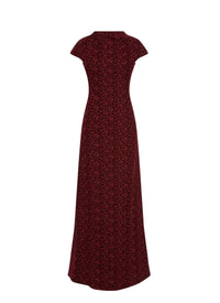 Short-sleeved embroidered dress - Bordeaux