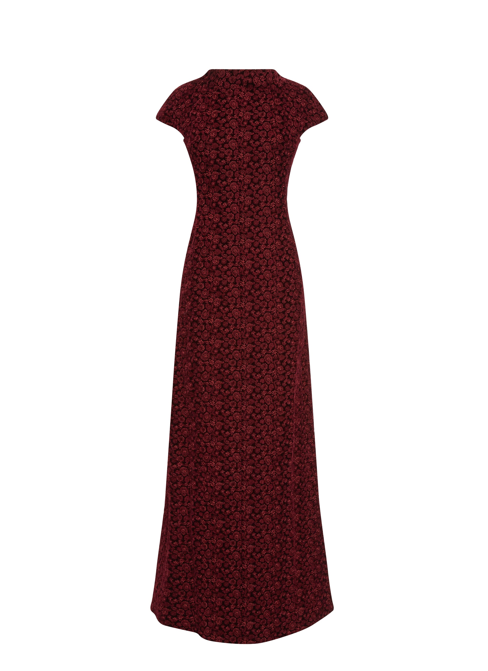 Short-sleeved embroidered dress - Bordeaux
