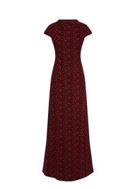 Robe brodée à manches courtes - Bordeaux