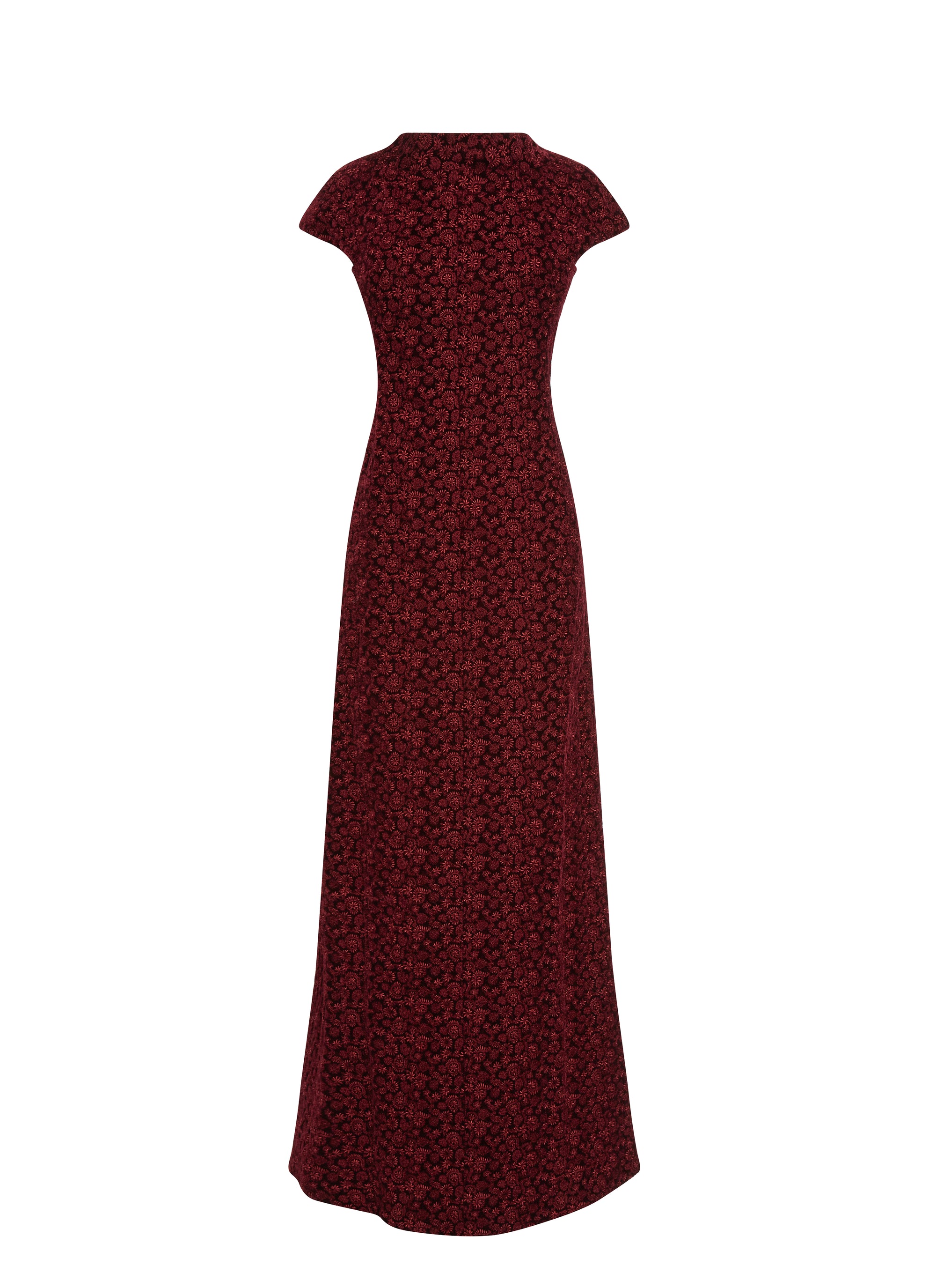 Robe brodée à manches courtes - Bordeaux