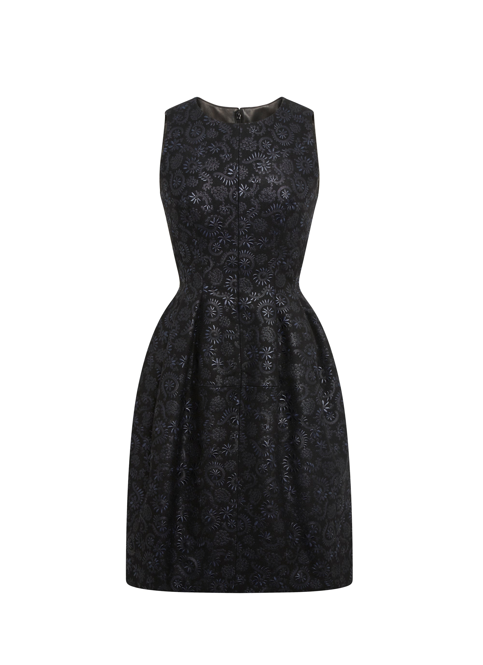 Short sleeveless wool ball dress - Black & Night