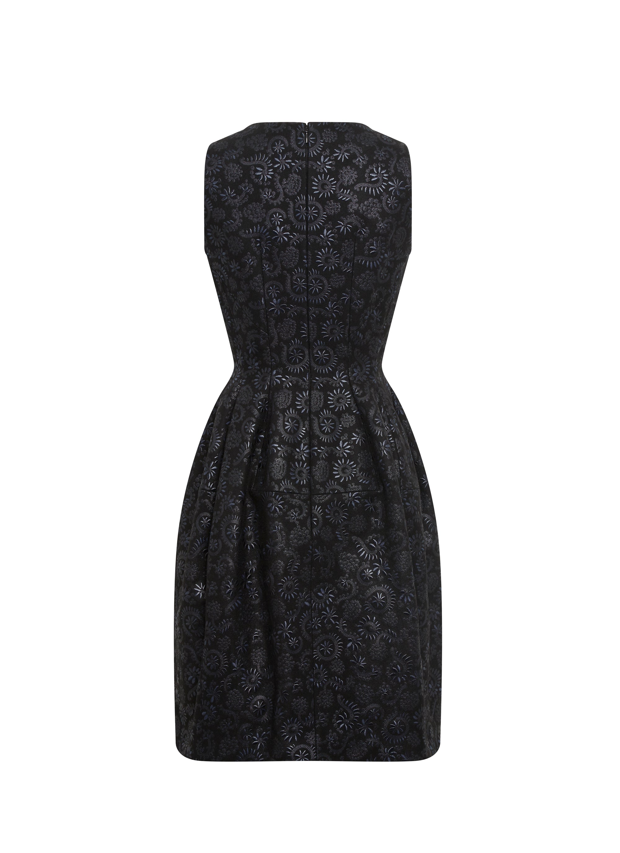 Short sleeveless wool ball dress - Black & Night