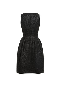 Short sleeveless wool ball dress - Black intense