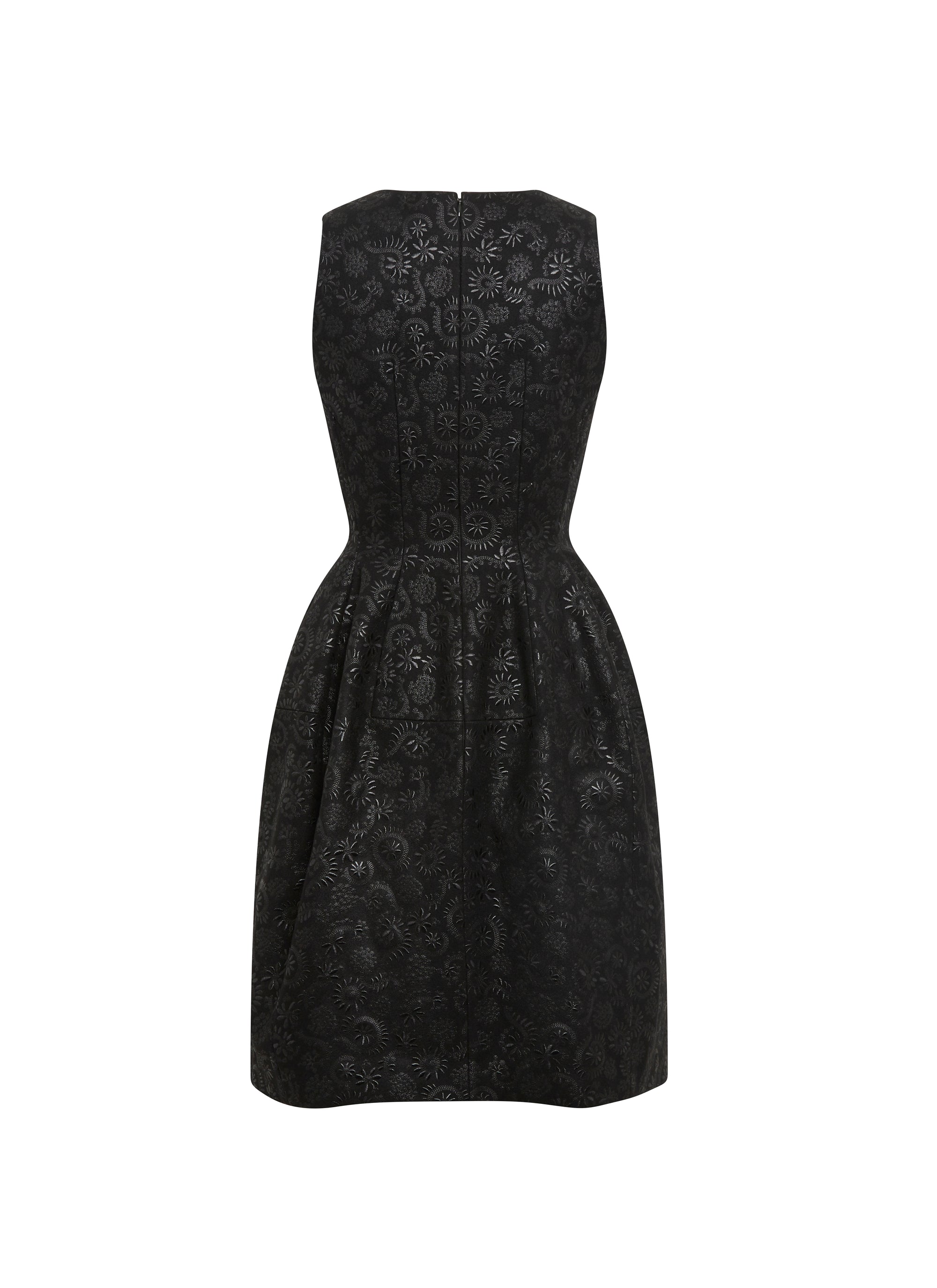 Short sleeveless wool ball dress - Black intense