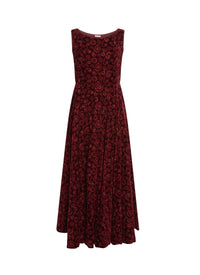 Sleeveless embroidered flowing dress - Bordeaux