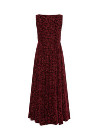 Sleeveless embroidered flowing dress - Bordeaux