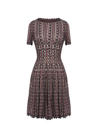 Robe à manches courtes avec dentelle - Noir & Rouge