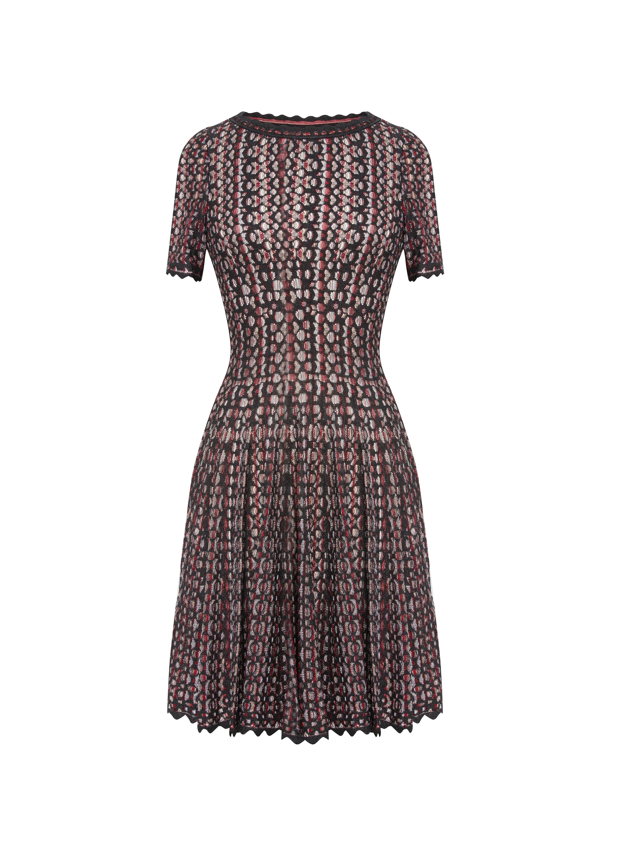 Robe à manches courtes avec dentelle - Noir & Rouge