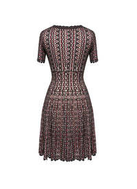 Robe à manches courtes avec dentelle - Noir & Rouge