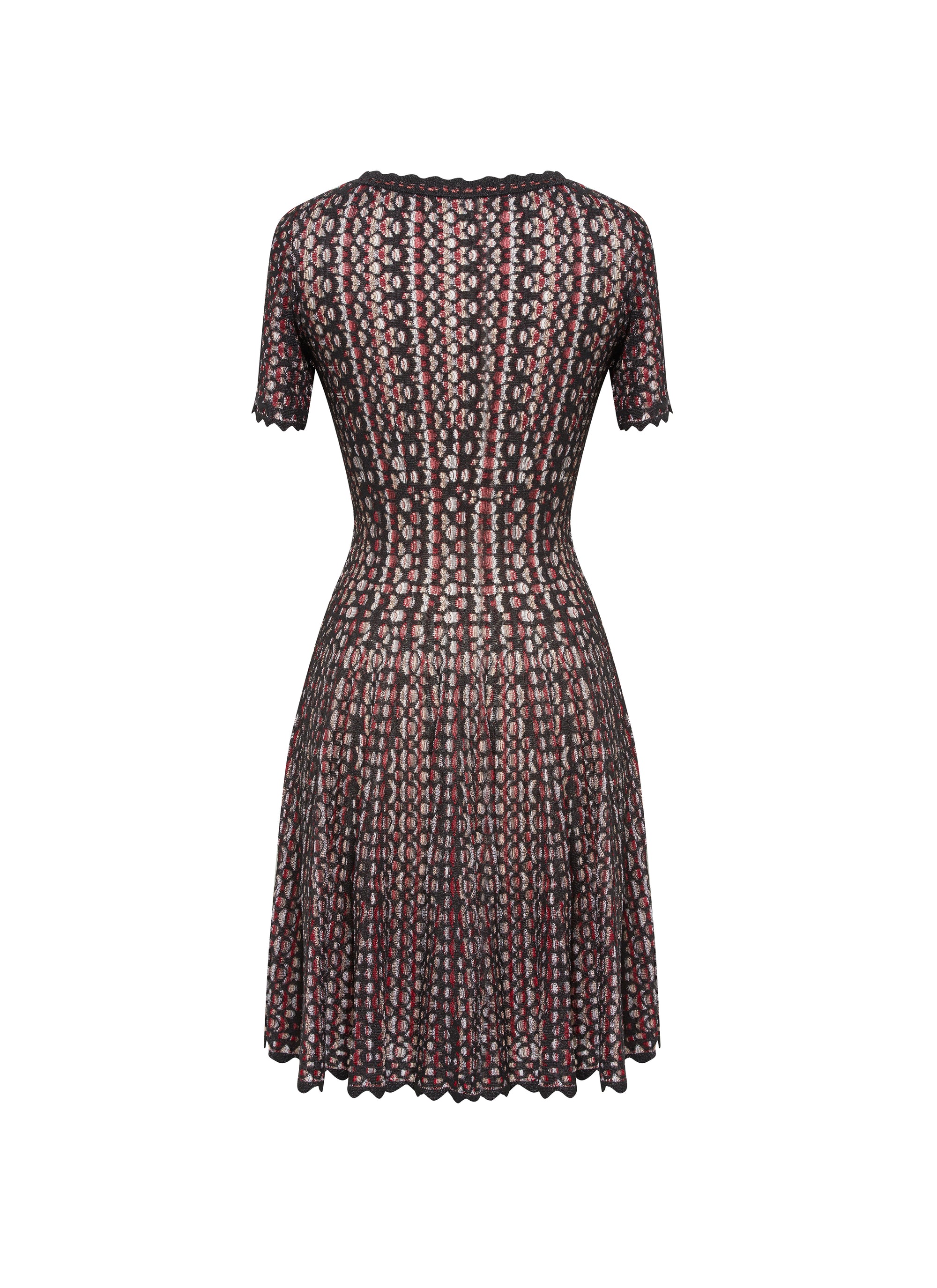 Robe à manches courtes avec dentelle - Noir & Rouge